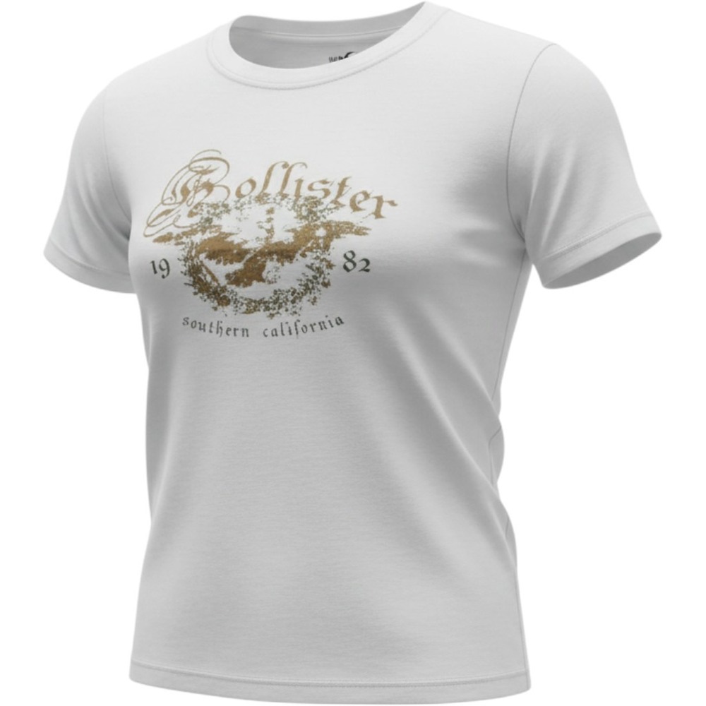 Y2K Hollister Co. Graphic Tee Glitter Eagle Logo White Size L